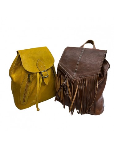 Set med två handgjorda ryggsäckar i äkta läder