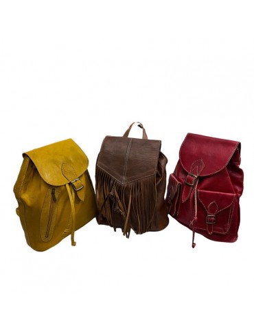 Set med 3 handgjorda ryggsäckar i äkta läder