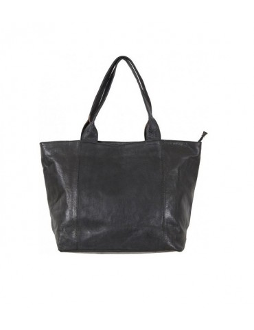 Handmade genuine black leather shoulder bag