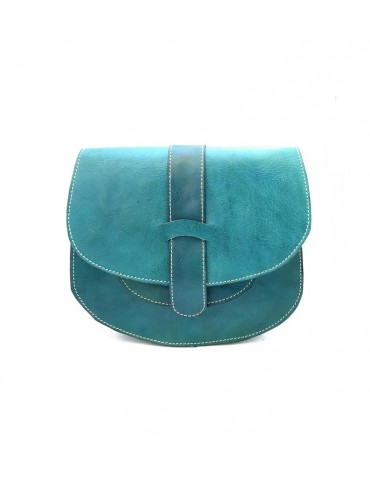 Handcrafted blue bag in real leather