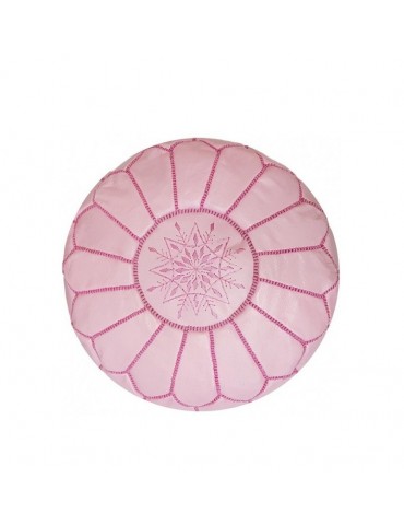 Pink pouf in real leather