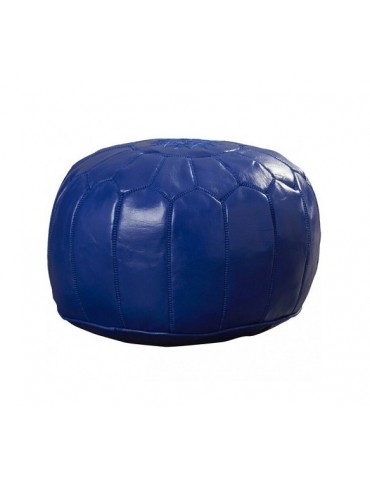 Pouf Bleu en vrai cuir