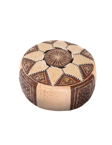 Hnědý kožený pouf do obývacího pokoje