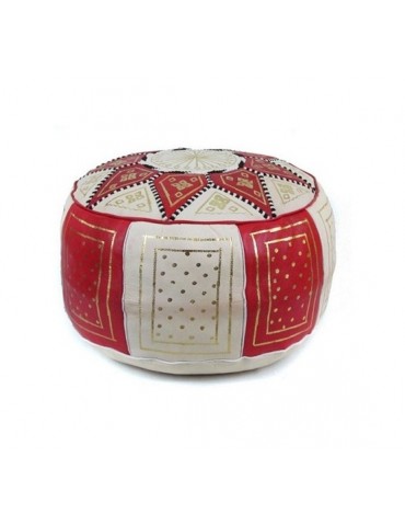 Crafts Marrakech pouffe in red leather