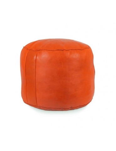 Large pouf in real brown leather