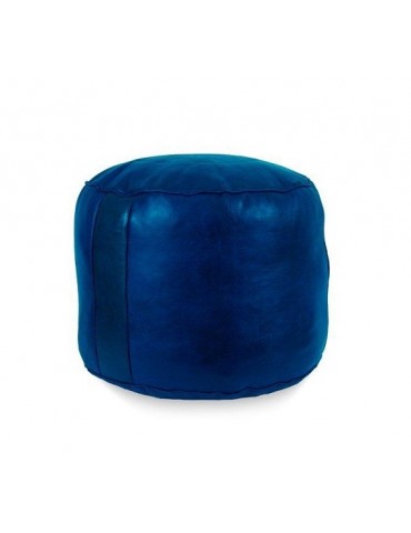Large pouf in real blue leather