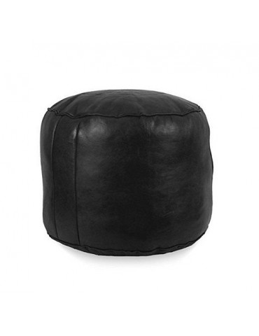 Large pouf in real black leather