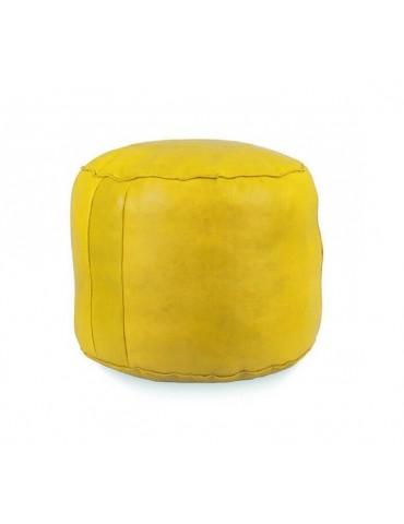 Large pouf in natural leather