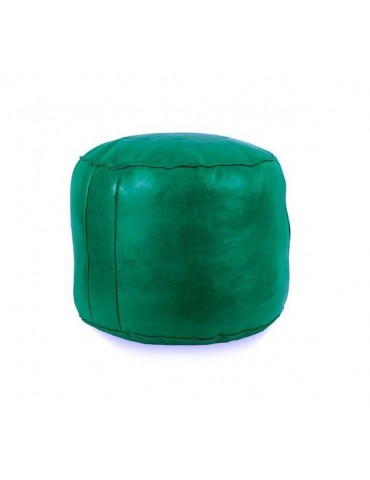 Large Pouf in Green Leather