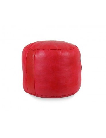 Large pouf in real leather Red