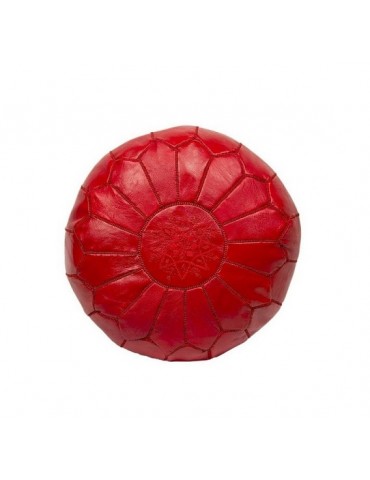 Pouffe i naturläder Röd