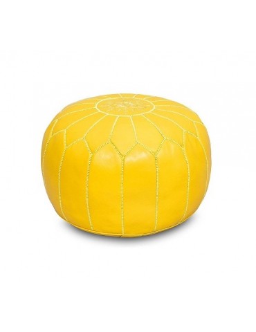 Large pouf in natural leather