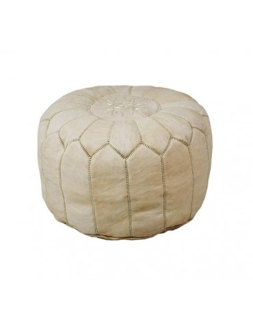 Large beige natural leather stool