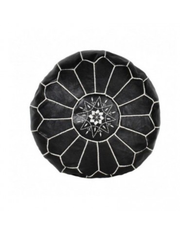 Pouf nero in pelle naturale