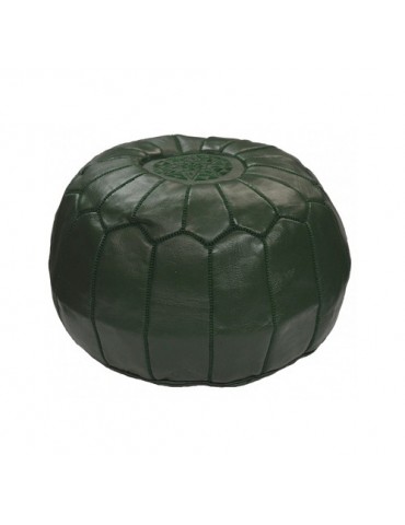 Large pouf in real natural green leather