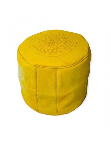 handmade real leather pouf