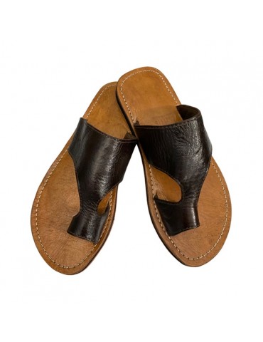 Sandale en vrai cuir 100% fait main confortable marron