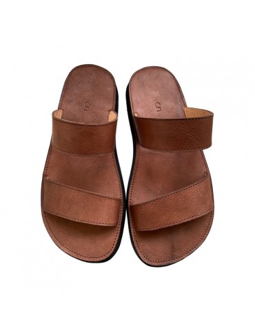 Sandale de luxe en vrai cuir mode homme Marron