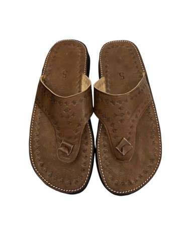 Sandale confortable en vrai cuir 100% fait main