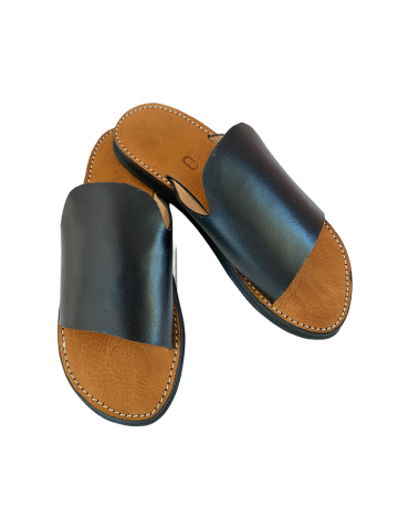 Sandal i ægte læder 100% håndlavet brun top af serien