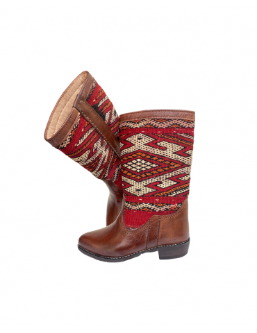 Stivale da donna in vera pelle e kilim