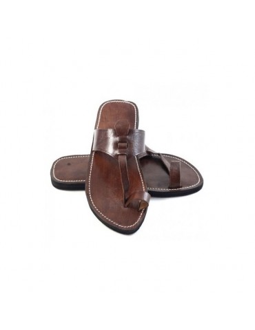 Fashion sandal in real leather 100% handmade Brown