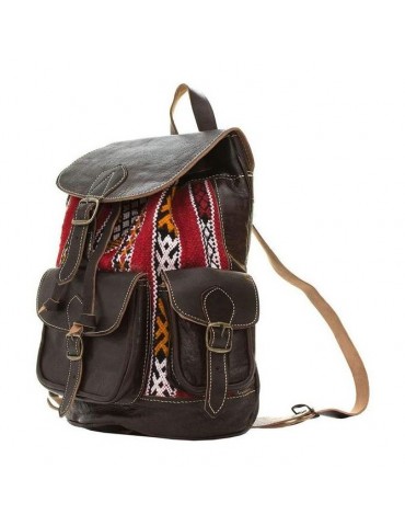 Leather and kilim backpack