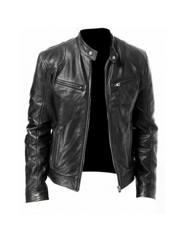 Men's fashion jacket in handmade genuine leather