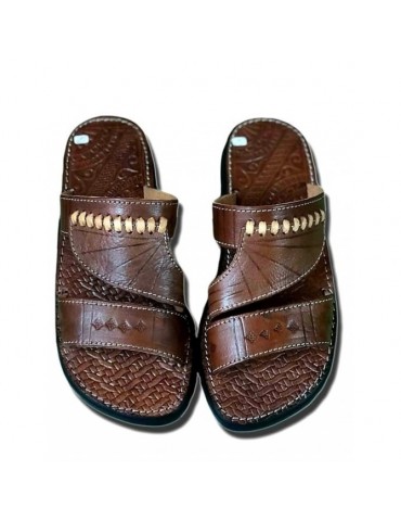Sandale de mode en vrai cuir 100% fait main Marron