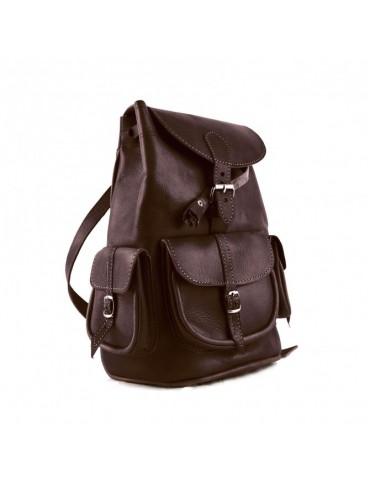 Sac à dos en cuir naturel Noir
