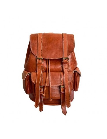 Sac à dos en vrai cuir naturel