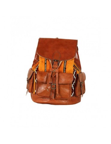 Tobacco natural leather backpack
