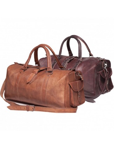 Set of two natural leather travel bags