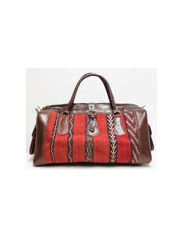 Genuine leather and kilim travel bag
