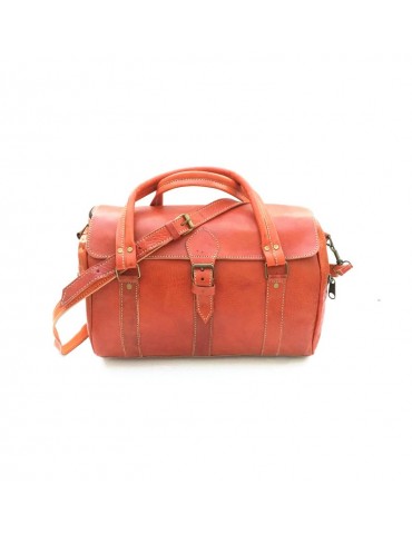 Tobacco natural leather travel bag