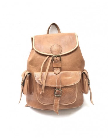 Mochila Beige de Cuero Natural