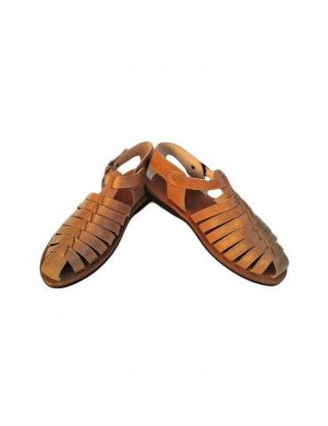 Natural leather wedge sandal