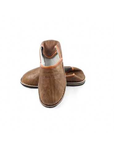 Berberské babouches z pravé hnědé kůže