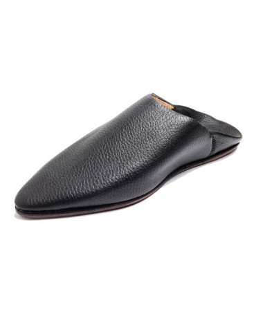 Royal slipper in real natural leather Black