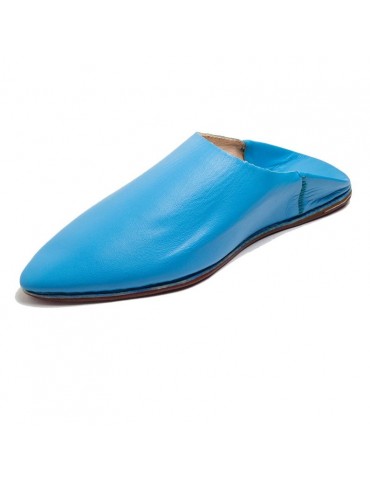 Slipper in real blue natural leather