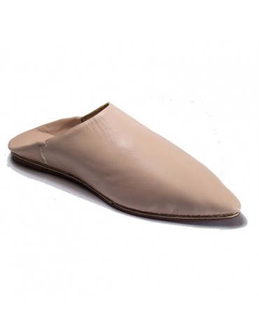 Beige real leather slipper