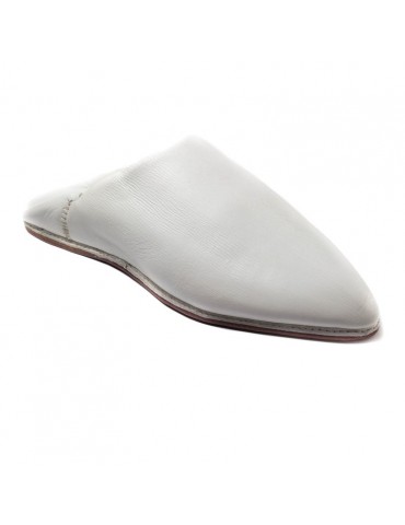 Royal slipper in real white natural leather