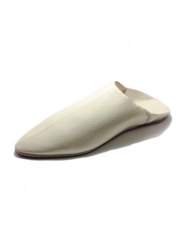 Royal slipper in real white natural leather
