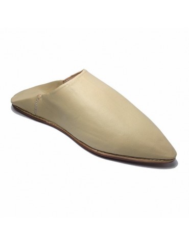 Beige real leather slipper