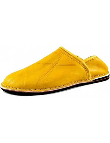 Babouche Berbère en cuir naturel jaune