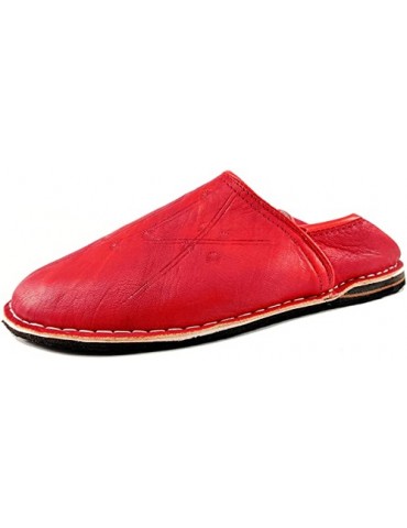 Berber slippers in natural leather Red