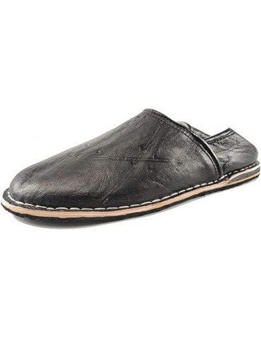 Pantofola berbera in pelle naturale nera
