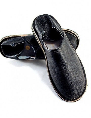 Handmade Berber slipper in real leather Black