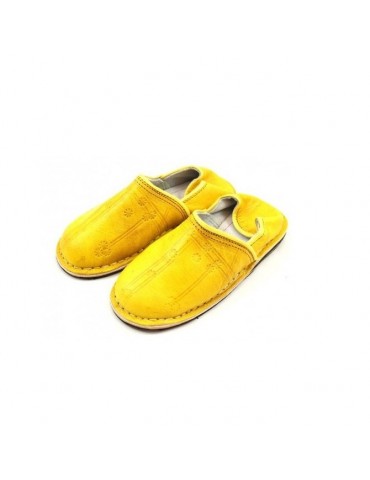 Handcrafted Berber slipper in real leather Yellow