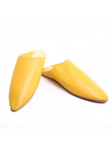 Tøfler i ægte gult naturlæder